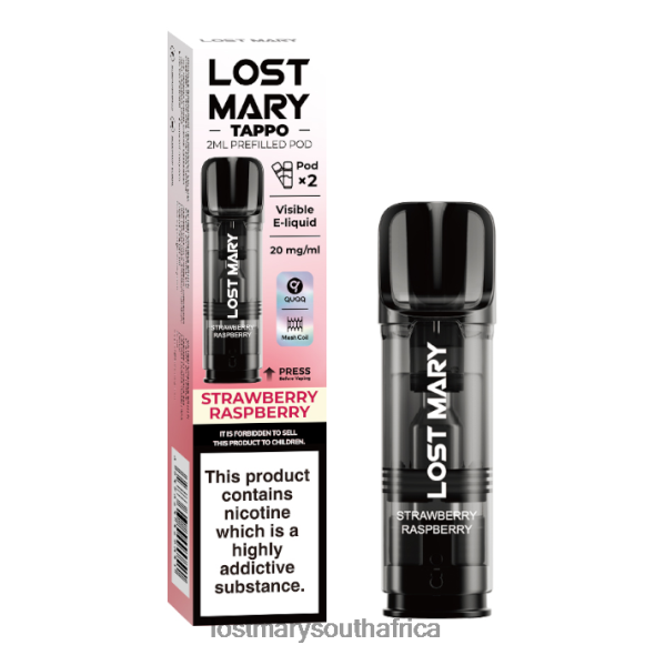 LOST MARY Tappo Prefilled Pods - 20mg - 2PK Strawberry Raspberry - Lost Mary Flavours L6R88J178