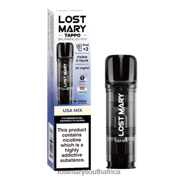 LOST MARY Tappo Prefilled Pods - 20mg - 2PK Usa Mix - Lost Mary Price L6R88J184
